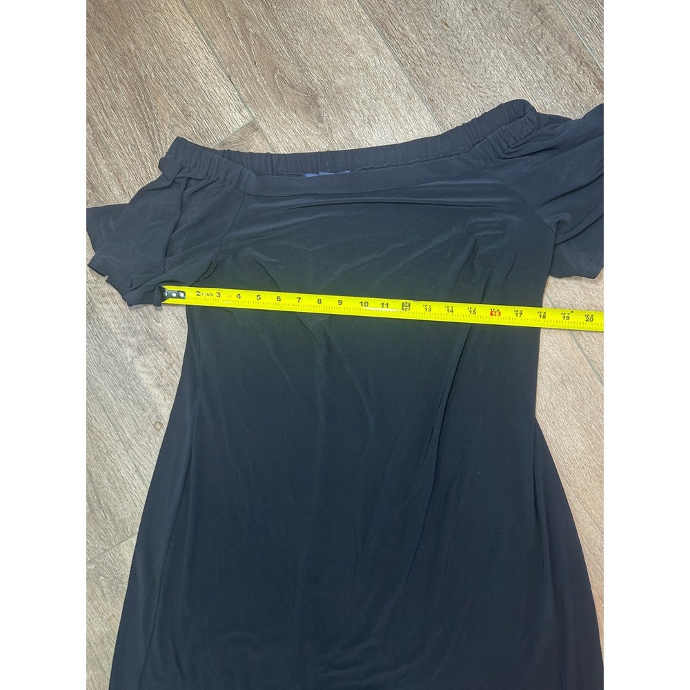 American Living‎ Boho Black Off Shoulder Flutter Sleeve Dress Minimalist Size 12 - Picture 4 of 8